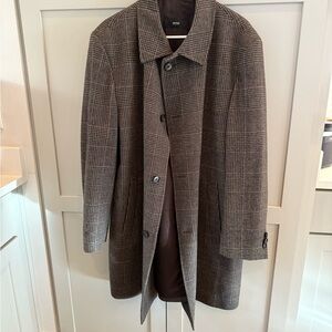 Hugo Boss Houndstooth Patterned Men's Coat | Size 46 Reg